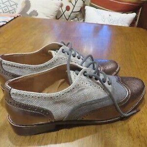 Steve Madden Women's Plee Metallic toe wing tip oxfords - Size 9M - Gray/silver